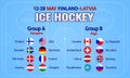 Ice Hockey table vector illustration. Men\'s world championship 2023. Hockey group stage poster. Graphic