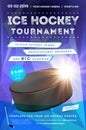 Ice hockey tournament poster template with sample text