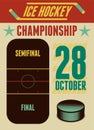 Ice Hockey typographical vintage style poster. Retro vector illustration. Royalty Free Stock Photo