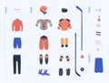 Vector collection with ice hockey equipment  for men Royalty Free Stock Photo