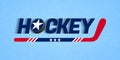 Ice hockey vector illustration. Hockey text in a traditional USA flag colors. Good idea for clothes prints, fancier Royalty Free Stock Photo