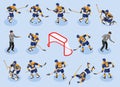 Ice Hokey Isometric Icons Royalty Free Stock Photo