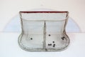 Ice hokey net filled with pucks Royalty Free Stock Photo