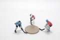 the Ice Hokey Player push the coins Royalty Free Stock Photo
