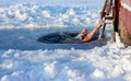 Ice hole swimming Royalty Free Stock Photo