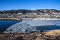 Ice on Horsetooth Reservoir, Fort Collins, Colorado Royalty Free Stock Photo