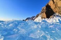 Ice Hummocks Near Cape Khoboy on Frozen Lake Baikal During Sunrise