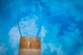 Ice instant coffee on blured blue background Royalty Free Stock Photo