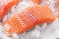 Ice kissed salmon fillets showcased in a tantalizing close up shot