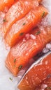 Ice kissed salmon fillets showcased in a tantalizing close up shot