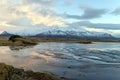 Ice lake Jokulsarlon with snow mountain in Hofn, Vestrahorn in