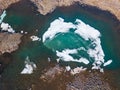 Ice in lake on Putorana Plateau. Taimyr, Russia