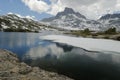 Ice on lake in Sierra Nevada mountains, California Royalty Free Stock Photo