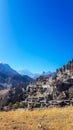Ice Lake - A temple complex on the side of the hill in Manang Royalty Free Stock Photo