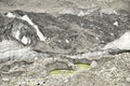 Ice lakes from Khumbu glacier and stones and ice formations. Himalaya. Nepal