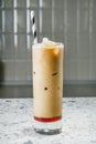 ice latte cocktail on a gray stone bar counter Royalty Free Stock Photo