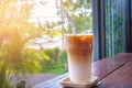 Ice latte macchiato coffee in glass Royalty Free Stock Photo