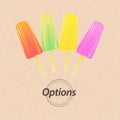 Ice Lollies and sign on vintage brown paper background