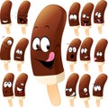 Ice lolly cartoon with many facial expression