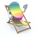 Ice lolly cartoon that rest in beach chair