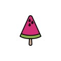 Ice lolly color watermelon, ice cream icon thin line, linear, outline. Simple sign