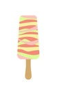 Ice lolly. Ice cream. Colorful stick. Cartoon, flat, vector