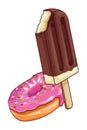 Ice lolly and donut