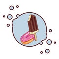 Ice lolly and donut round icon