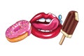 Ice lolly donut and sexy lips