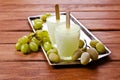 Ice lolly of green grapes