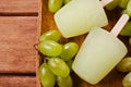 Ice lolly of green grapes