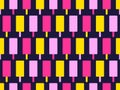 Ice lolly seamless pattern. Multi-colored ice cream on a dark background. Vector