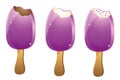 Ice lolly various varieties of purple