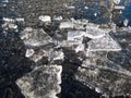 Ice lumps on a frozen water surface