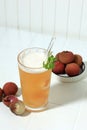 Ice Lychee Tea with Canned Litchi Royalty Free Stock Photo