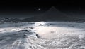 Ice on the Moon. The ice in the bottom of a permanently shadowed crater near the Moon\'s south pole