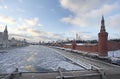 Ice on Moscow river in winter. Russia. Royalty Free Stock Photo