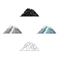 Ice mountain all the cracks.The mountain from which icebergs. Different mountains single icon in cartoon,black style