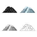 Ice mountain all the cracks.The mountain from which icebergs. Different mountains single icon in cartoon style vector