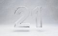 Ice number 21 on snow background