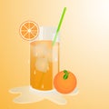 ice orange jus illustration melted under sun