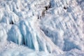 Ice over rocks wall on Baikal lake at winter Royalty Free Stock Photo