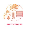 Ice packs, first aid item concept icon. Traumatism ambulance, hematoma therapy and bruise treatment, health care thin Royalty Free Stock Photo