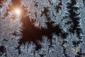 Ice patterns on glass. winter background Royalty Free Stock Photo