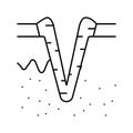 ice pick acne scar line icon vector illustration Royalty Free Stock Photo