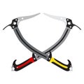 Ice pick, axe for climbing, mountain tourism in flat style. Royalty Free Stock Photo