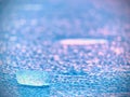 Ice piece in selective focus photo. Detail view into deep clefts and frozen bubbles Royalty Free Stock Photo