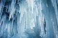 an ice pillar formation inside a glacier cave Royalty Free Stock Photo