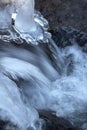 Ice pillars with feet in a brook in Vernon, Connecticut Royalty Free Stock Photo