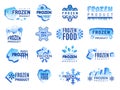 Ice product logo. Frozen food business identity blue vector cold graphic elements